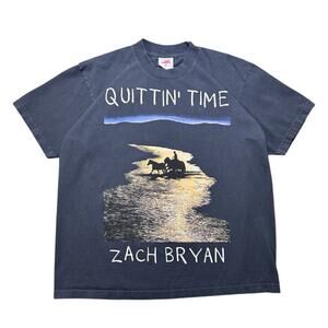 Zach Bryan Quittin Time Tour 2024 Official Tour Promo T Shirt Black XL USA Made